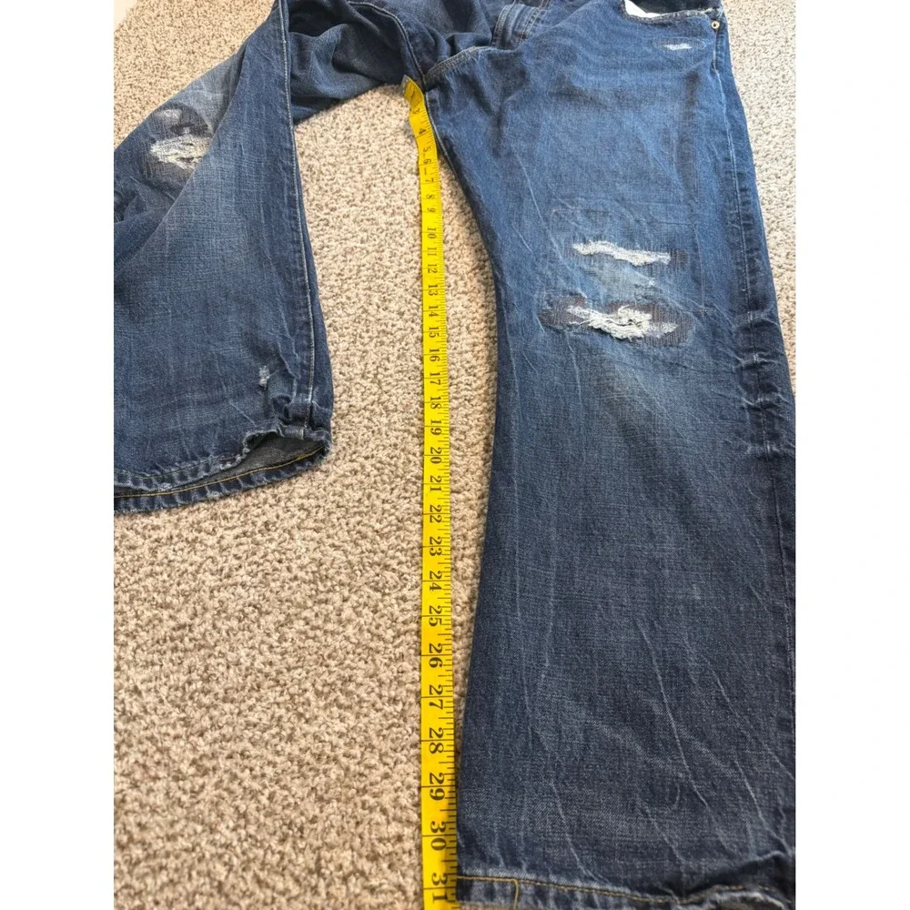 Polo Ralph Lauren Classic Fit Distressed Repaired Blue Jeans 40x32 Mens
